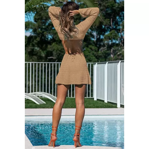 LILLUSORY Swim Cover Up for Women 2023 Summer Swimsuit Coverup Sexy Beach Crochet Dress