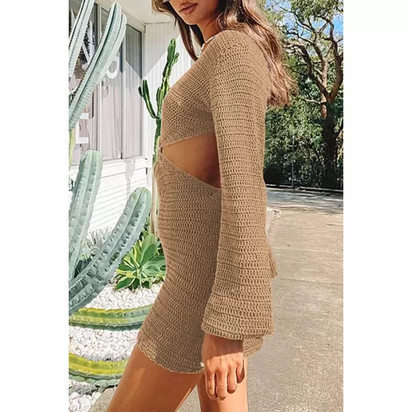 LILLUSORY Swim Cover Up for Women 2023 Summer Swimsuit Coverup Sexy Beach Crochet Dress