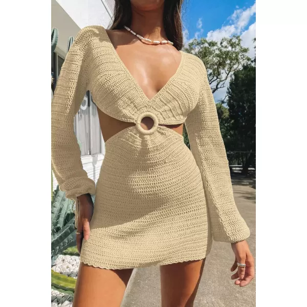 LILLUSORY Swim Cover Up for Women 2023 Summer Swimsuit Coverup Sexy Beach Crochet Dress