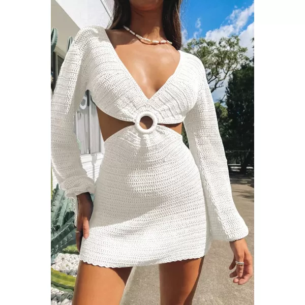 LILLUSORY Swim Cover Up for Women 2023 Summer Swimsuit Coverup Sexy Beach Crochet Dress
