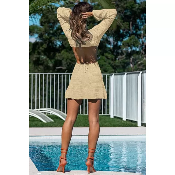 LILLUSORY Swim Cover Up for Women 2023 Summer Swimsuit Coverup Sexy Beach Crochet Dress