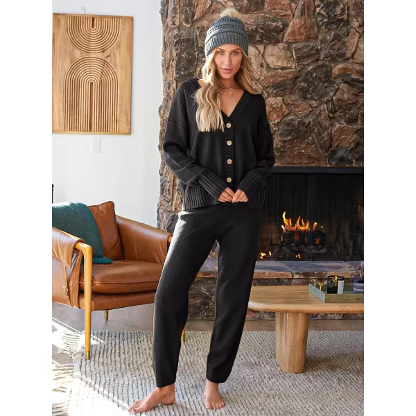 LILLUSORY Womens Cardigan Pants Sets 2 Piece Slouchy Loungewear Sweater Sets