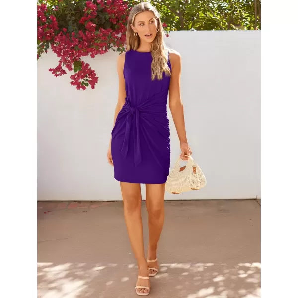 LILLUSORY Women's Casual Sleeveless Bodycon Beach Tank Ruched Mini Dresses