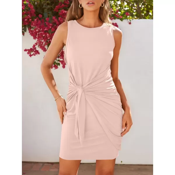 LILLUSORY Women's Casual Sleeveless Bodycon Beach Tank Ruched Mini Dresses
