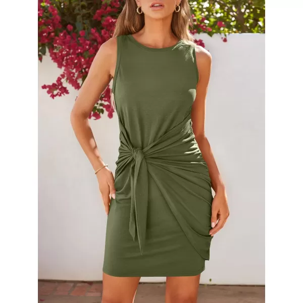 LILLUSORY Women's Casual Sleeveless Bodycon Beach Tank Ruched Mini Dresses