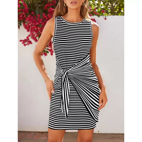 LILLUSORY Women's Casual Sleeveless Bodycon Beach Tank Ruched Mini Dresses