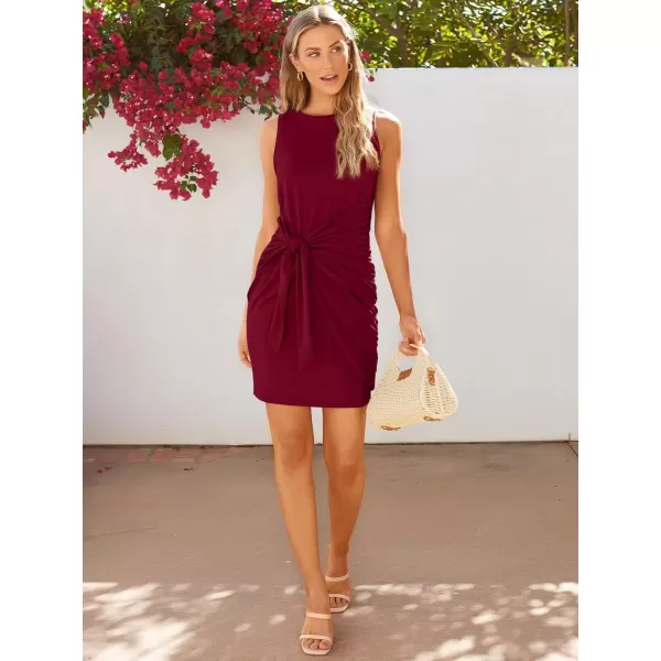 LILLUSORY Women's Casual Sleeveless Bodycon Beach Tank Ruched Mini Dresses