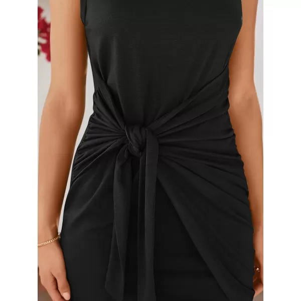 LILLUSORY Women's Casual Sleeveless Bodycon Beach Tank Ruched Mini Dresses