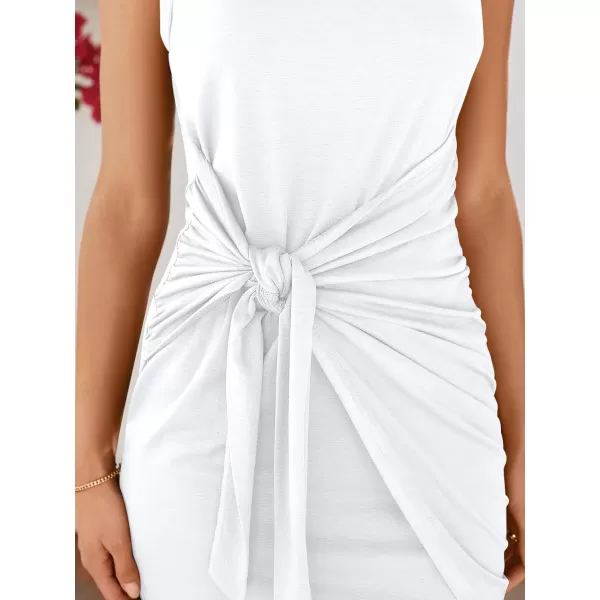 LILLUSORY Women's Casual Sleeveless Bodycon Beach Tank Ruched Mini Dresses