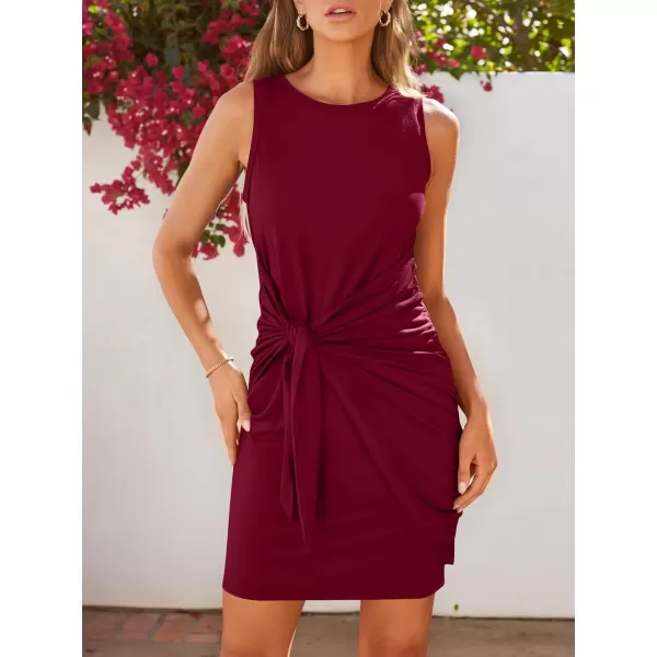 LILLUSORY Women's Casual Sleeveless Bodycon Beach Tank Ruched Mini Dresses