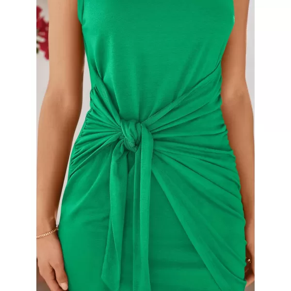LILLUSORY Women's Casual Sleeveless Bodycon Beach Tank Ruched Mini Dresses
