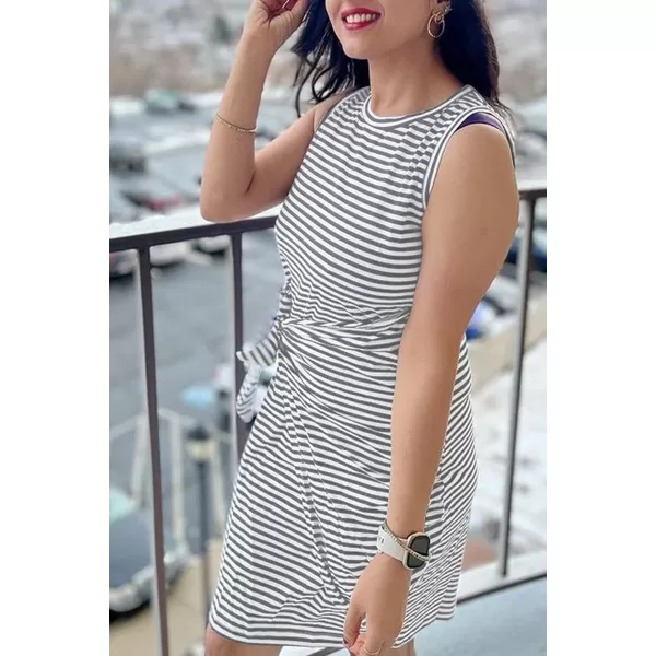 LILLUSORY Women's Casual Sleeveless Bodycon Beach Tank Ruched Mini Dresses