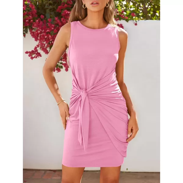 LILLUSORY Women's Casual Sleeveless Bodycon Beach Tank Ruched Mini Dresses