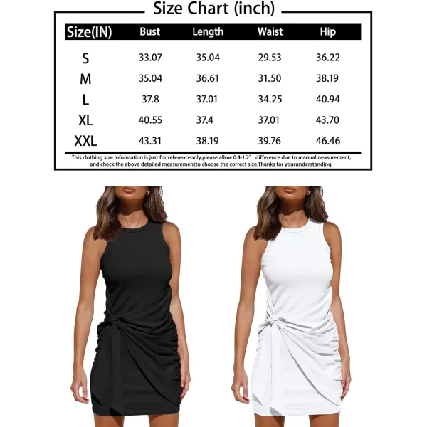 LILLUSORY Women's Casual Sleeveless Bodycon Beach Tank Ruched Mini Dresses