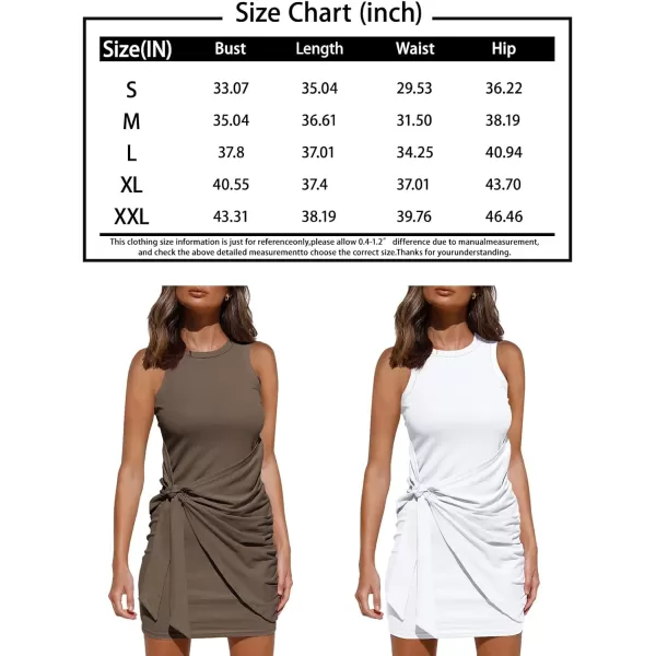 LILLUSORY Women's Casual Sleeveless Bodycon Beach Tank Ruched Mini Dresses