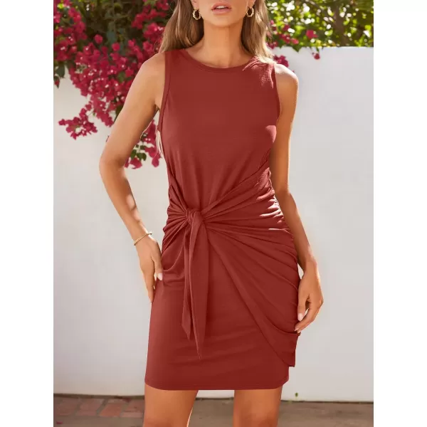 LILLUSORY Women's Casual Sleeveless Bodycon Beach Tank Ruched Mini Dresses