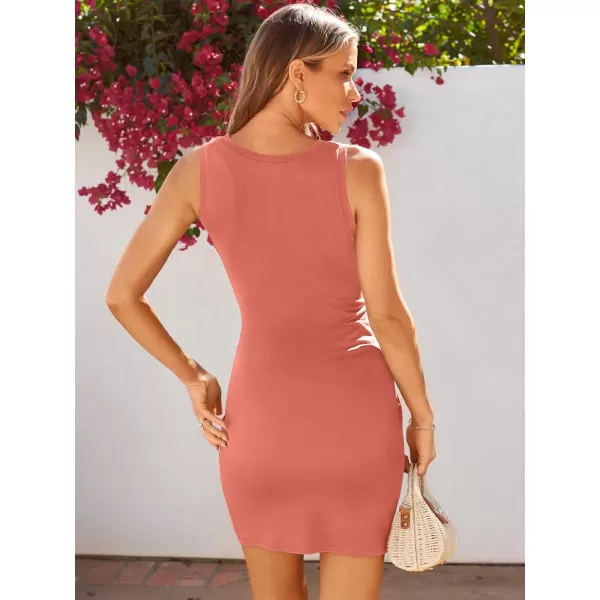 LILLUSORY Women's Casual Sleeveless Bodycon Beach Tank Ruched Mini Dresses