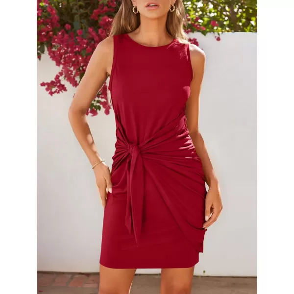 LILLUSORY Women's Casual Sleeveless Bodycon Beach Tank Ruched Mini Dresses