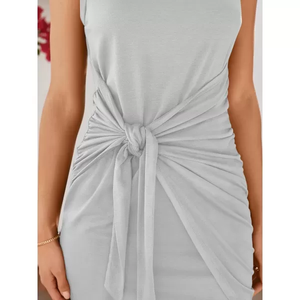 LILLUSORY Women's Casual Sleeveless Bodycon Beach Tank Ruched Mini Dresses