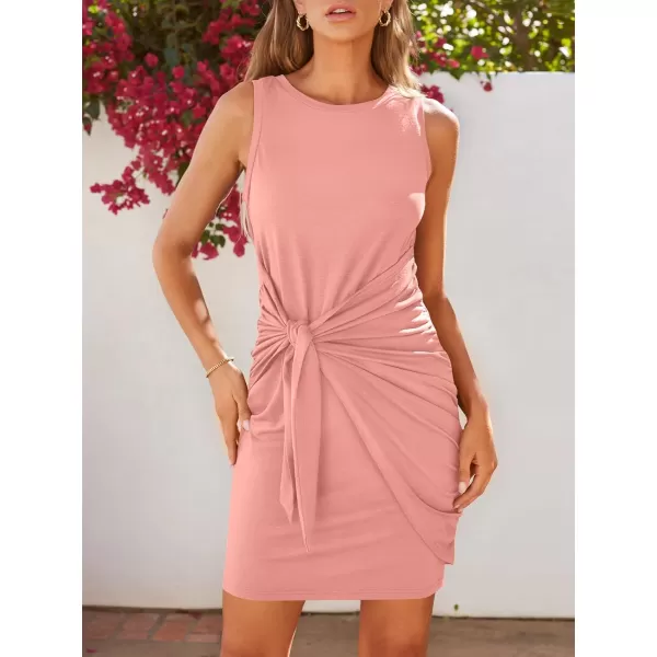 LILLUSORY Women's Casual Sleeveless Bodycon Beach Tank Ruched Mini Dresses