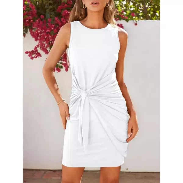 LILLUSORY Women's Casual Sleeveless Bodycon Beach Tank Ruched Mini Dresses
