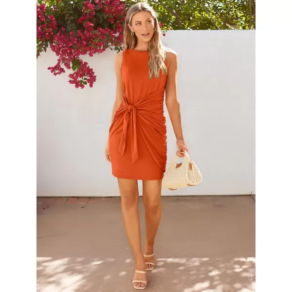 LILLUSORY Women's Casual Sleeveless Bodycon Beach Tank Ruched Mini Dresses