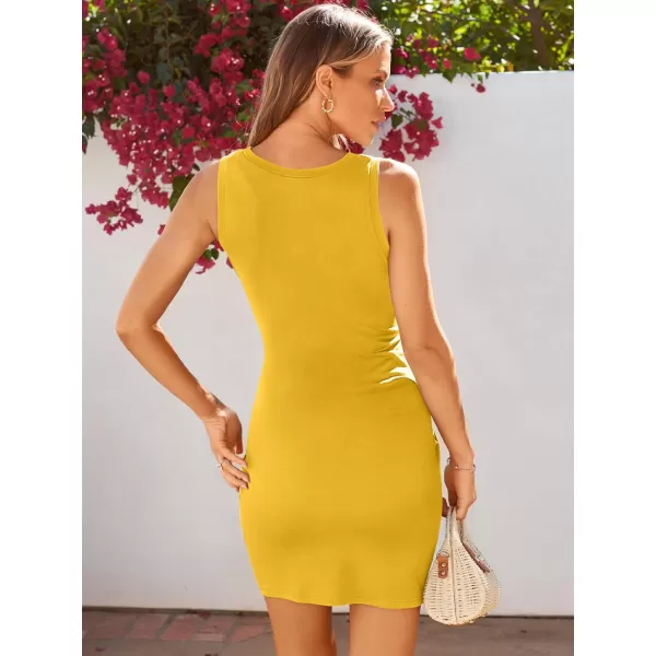 LILLUSORY Women's Casual Sleeveless Bodycon Beach Tank Ruched Mini Dresses