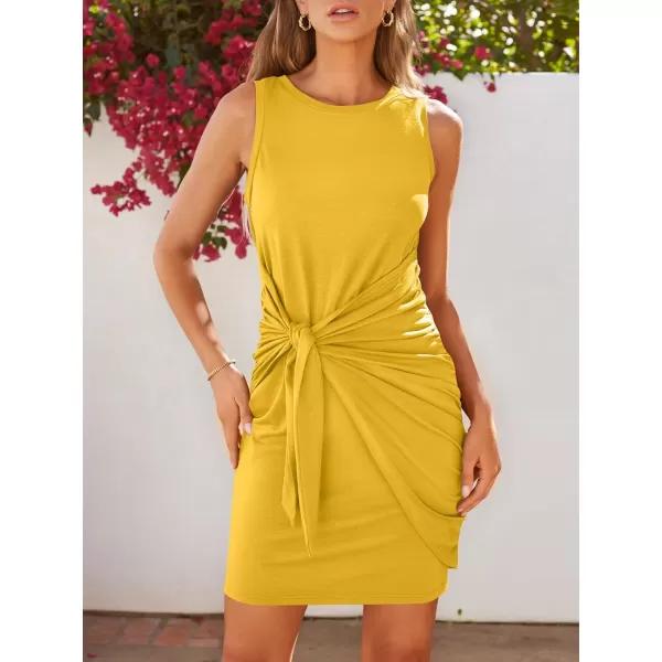 LILLUSORY Women's Casual Sleeveless Bodycon Beach Tank Ruched Mini Dresses
