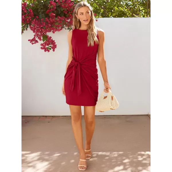 LILLUSORY Women's Casual Sleeveless Bodycon Beach Tank Ruched Mini Dresses