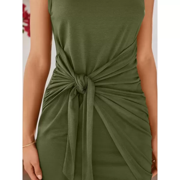 LILLUSORY Women's Casual Sleeveless Bodycon Beach Tank Ruched Mini Dresses