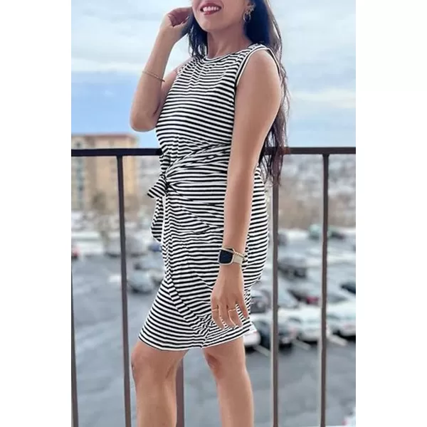LILLUSORY Women's Casual Sleeveless Bodycon Beach Tank Ruched Mini Dresses