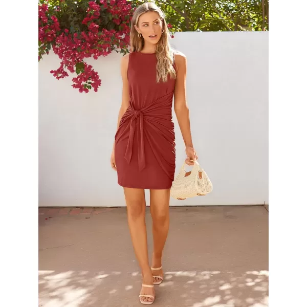 LILLUSORY Women's Casual Sleeveless Bodycon Beach Tank Ruched Mini Dresses