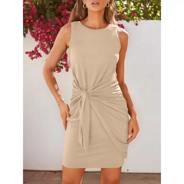 LILLUSORY Women's Casual Sleeveless Bodycon Beach Tank Ruched Mini Dresses