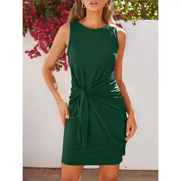 LILLUSORY Women's Casual Sleeveless Bodycon Beach Tank Ruched Mini Dresses