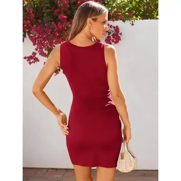 LILLUSORY Women's Casual Sleeveless Bodycon Beach Tank Ruched Mini Dresses