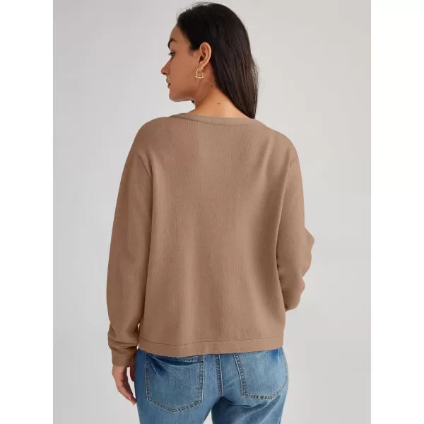 LILLUSORY Women's Crew Neck Gold Buttons Cardigan Sweaters Lady Jacket with Patch Pockets