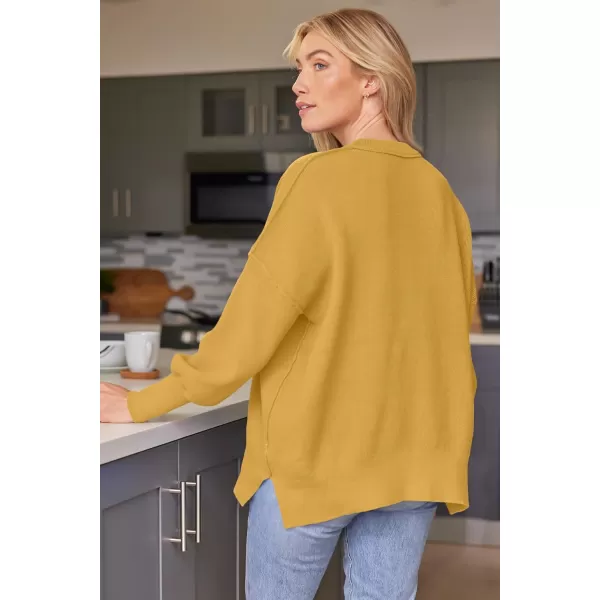 LILLUSORY Women's Crewneck Batwing Long Sleeve Sweaters 2023 Fall Oversized Ribbed Knit Side Slit Pullover Tops