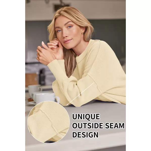 LILLUSORY Women's Crewneck Batwing Long Sleeve Sweaters 2023 Fall Oversized Ribbed Knit Side Slit Pullover Tops