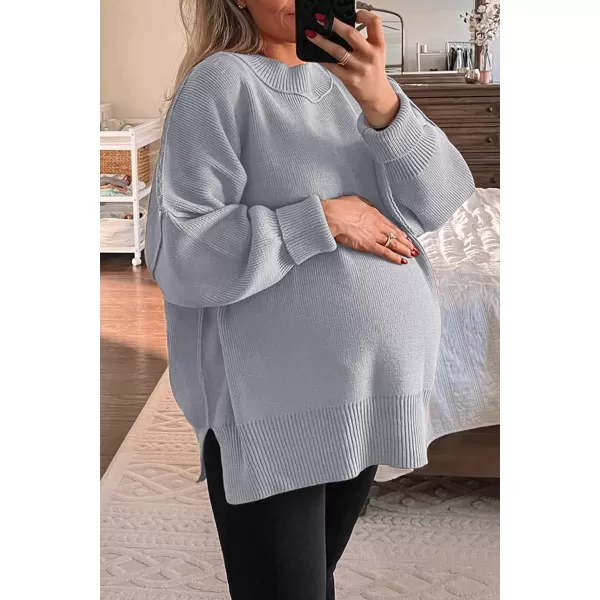 LILLUSORY Women's Crewneck Batwing Long Sleeve Sweaters 2023 Fall Oversized Ribbed Knit Side Slit Pullover Tops