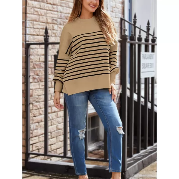 LILLUSORY Women's Crewneck Batwing Long Sleeve Sweaters 2023 Fall Oversized Ribbed Knit Side Slit Pullover Tops