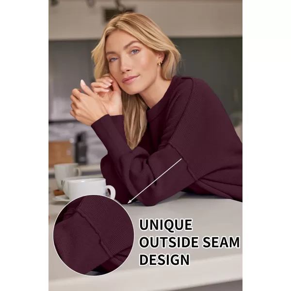 LILLUSORY Women's Crewneck Batwing Long Sleeve Sweaters 2023 Fall Oversized Ribbed Knit Side Slit Pullover Tops