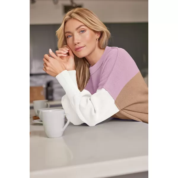 LILLUSORY Women's Crewneck Batwing Long Sleeve Sweaters 2023 Fall Oversized Ribbed Knit Side Slit Pullover Tops
