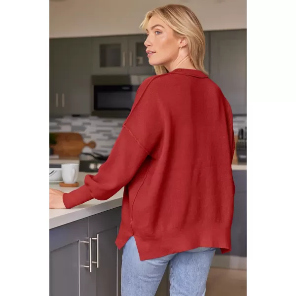LILLUSORY Women's Crewneck Batwing Long Sleeve Sweaters 2023 Fall Oversized Ribbed Knit Side Slit Pullover Tops