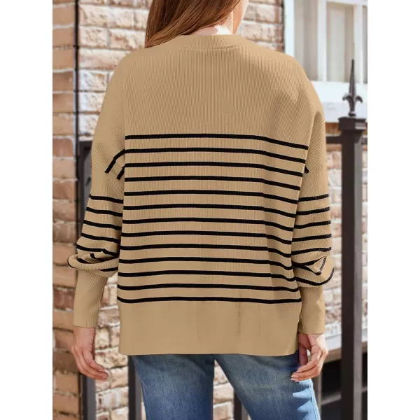 LILLUSORY Women's Crewneck Batwing Long Sleeve Sweaters 2023 Fall Oversized Ribbed Knit Side Slit Pullover Tops