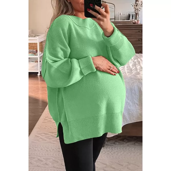 LILLUSORY Women's Crewneck Batwing Long Sleeve Sweaters 2023 Fall Oversized Ribbed Knit Side Slit Pullover Tops
