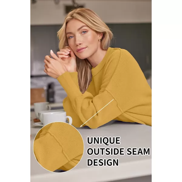 LILLUSORY Women's Crewneck Batwing Long Sleeve Sweaters 2023 Fall Oversized Ribbed Knit Side Slit Pullover Tops