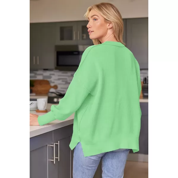 LILLUSORY Women's Crewneck Batwing Long Sleeve Sweaters 2023 Fall Oversized Ribbed Knit Side Slit Pullover Tops
