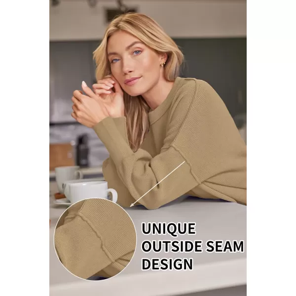 LILLUSORY Women's Crewneck Batwing Long Sleeve Sweaters 2023 Fall Oversized Ribbed Knit Side Slit Pullover Tops