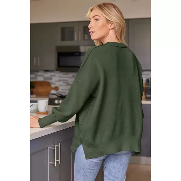LILLUSORY Women's Crewneck Batwing Long Sleeve Sweaters 2023 Fall Oversized Ribbed Knit Side Slit Pullover Tops