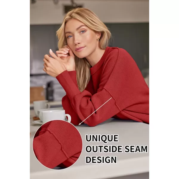 LILLUSORY Women's Crewneck Batwing Long Sleeve Sweaters 2023 Fall Oversized Ribbed Knit Side Slit Pullover Tops